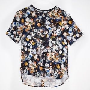 Zara Woman Hi Lo Floral Print Tee Size Small